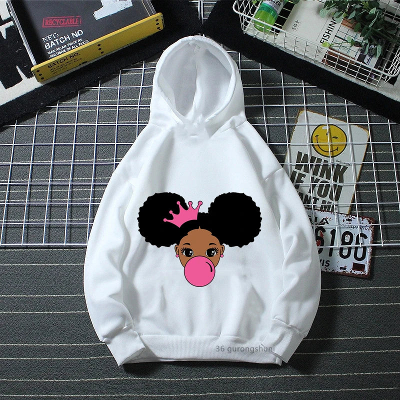 Melanin Kids Clothes White Yellow Pink Cap Hoodies Black Girl Magic Sweatshirt Winter/Spring/Autumn Children'S Clothing