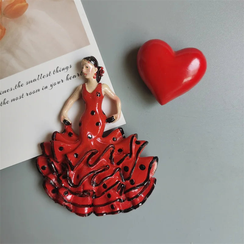 Spanish Fridge Magnets Flamenco Dancer MallorcaTourism Souvenir Decorative Arts Refrigerator Magnetic Stickers Home Decoration