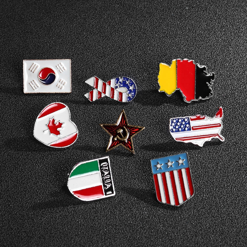 Korea, Italy, Germany, United States, Canada countries flag badge, wholesale