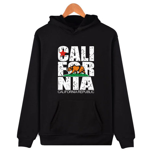 California Hooded Hoodies Men Sweatshirt Winter Fashion USA California Flag Hoodie Men Harajuku Casual Jacket Coat Clothe