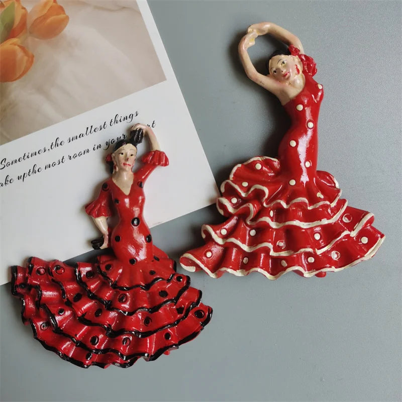 Spanish Fridge Magnets Flamenco Dancer MallorcaTourism Souvenir Decorative Arts Refrigerator Magnetic Stickers Home Decoration