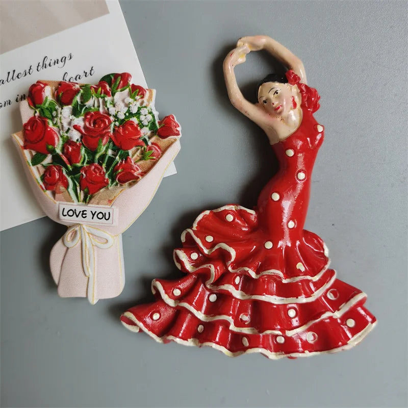 Spanish Fridge Magnets Flamenco Dancer MallorcaTourism Souvenir Decorative Arts Refrigerator Magnetic Stickers Home Decoration