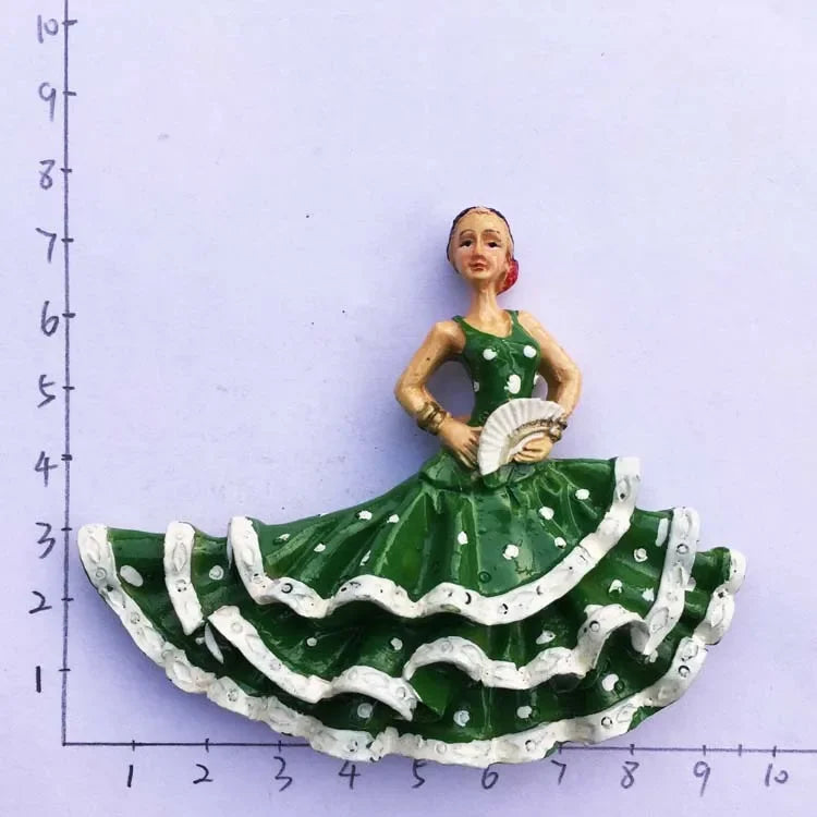 Spanish Fridge Magnets Flamenco Dancer MallorcaTourism Souvenir Decorative Arts Refrigerator Magnetic Stickers Home Decoration