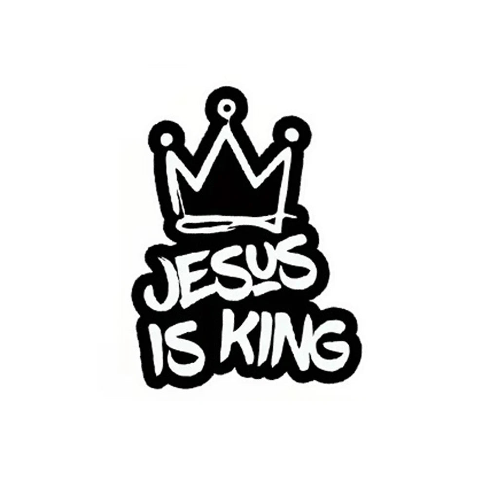 Jesus Is King Crown Design Waterproof Vinyl Decal Faith Sticker For Car Bumper Window Motorcycle Laptop Decor Accessories