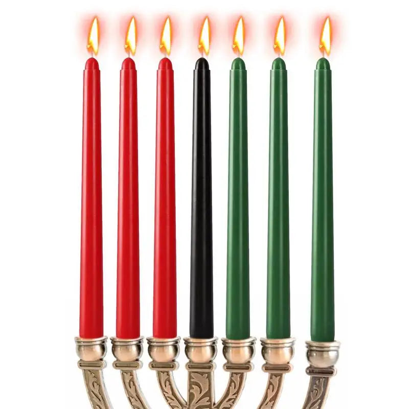 7pcs Kwanzaa Rod Candles Christmas Advent Red Green Black Scented Candles Taper For Holiday Dinner Wedding Church Christmas Home