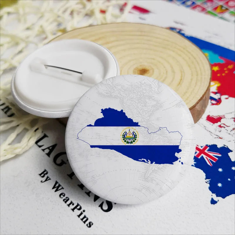 El Salvador Flag National Emblem Brooches Badges Lapel Pins