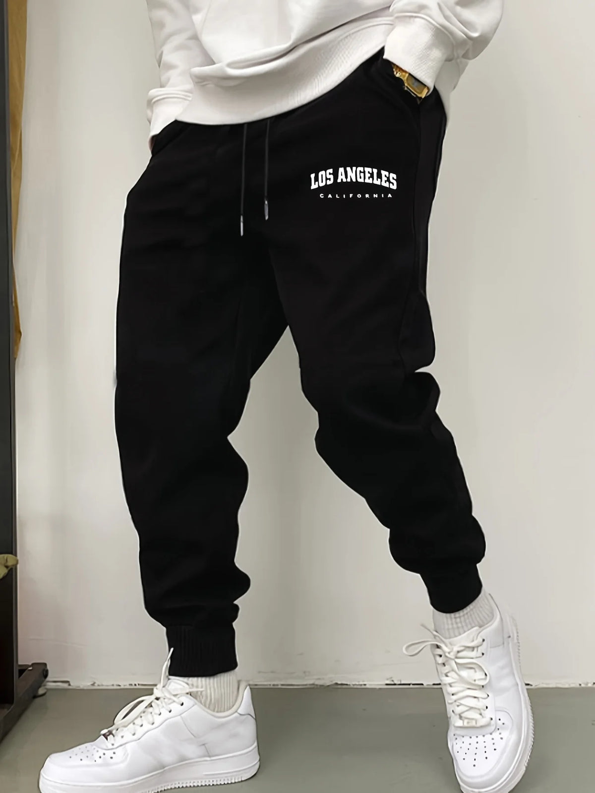 Mens Los Angeles Print Joggers Casual Streetwear Sweatpants Hip Hop Elastic Waist Sports Trousers