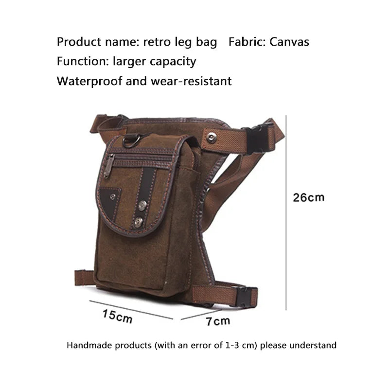 Men's Univesial Thigh Crossbody Bags Retro Fashion Outdoor Sports Belt Leg Bag Motorcycle Waterproof Canvas Waist Pack