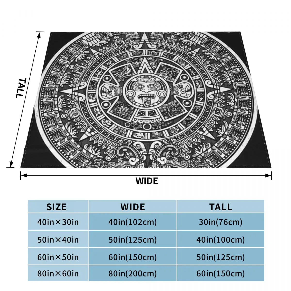 Aztec Calendar Throw Blanket Blanket Personalized Warm Camping Multi Style