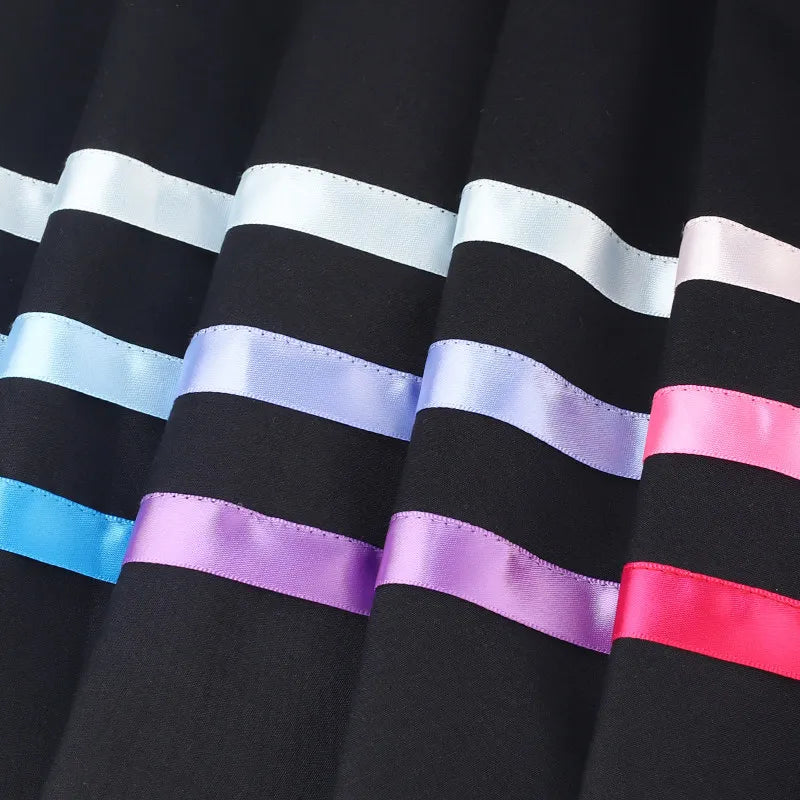 Spanish Traditional Flamenco Dance Skirts Girls Chiffon Elastic Waist Full Circle Ribbons Skirt Large Swing Performing Skirts