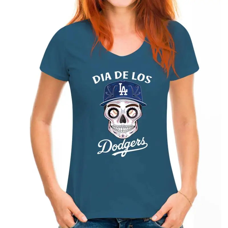 Dia De Los Dodger Halloween Sugar Skull T Shirt Mens Tee Shirt S 5Xl