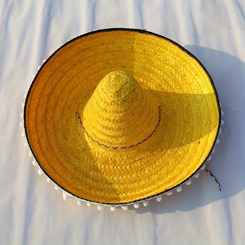 Mexican Sun Hat, Straw Hat with Wide Brim, Suitable for Decoration and Gifts at Festivals, Carnivals, Summer Mexican Parties.