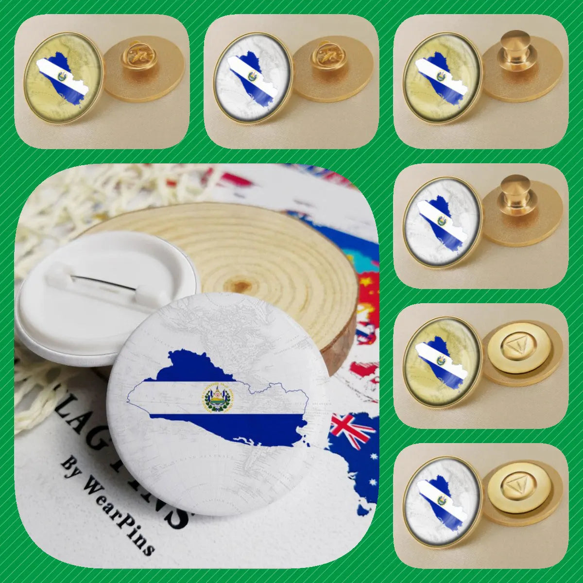 El Salvador Flag National Emblem Brooches Badges Lapel Pins