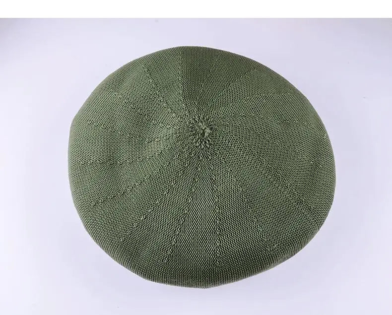 Beret Hat Women Spring Summer Hats For Women Retro Knitted Painter Cap Casual Trendy Design Solid Breathable Thin Cap Female New