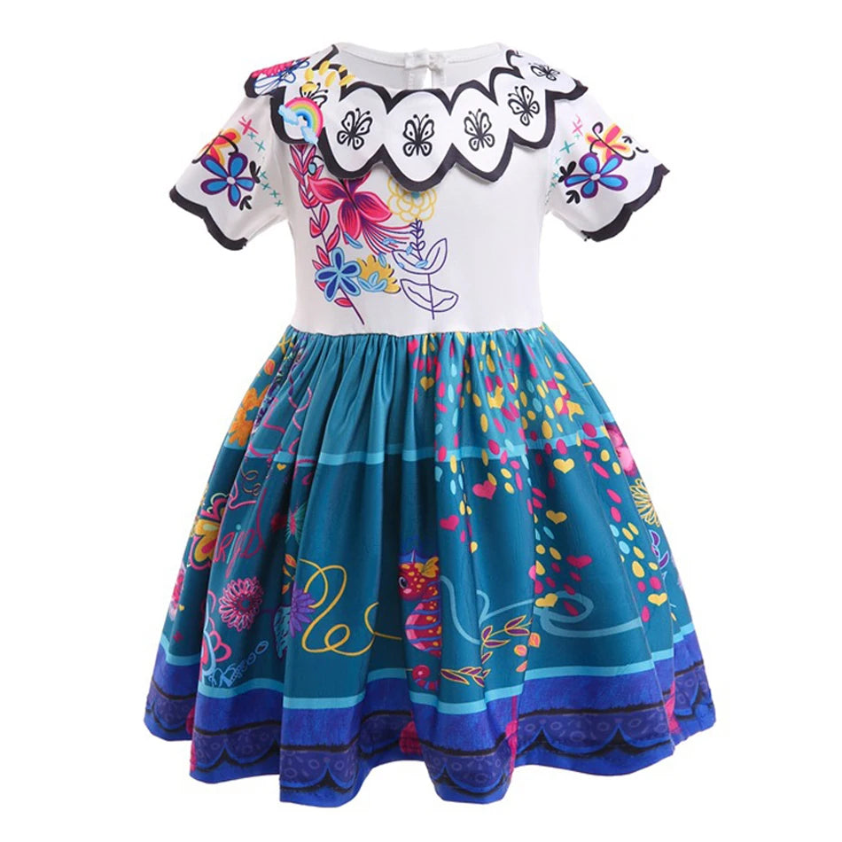Baby Girls Encanto Mirabel Isabela Madrigal Dress Kids Short Sleeve Clothes Children Dolores Luisa Pepa Princess Cosplay Costume