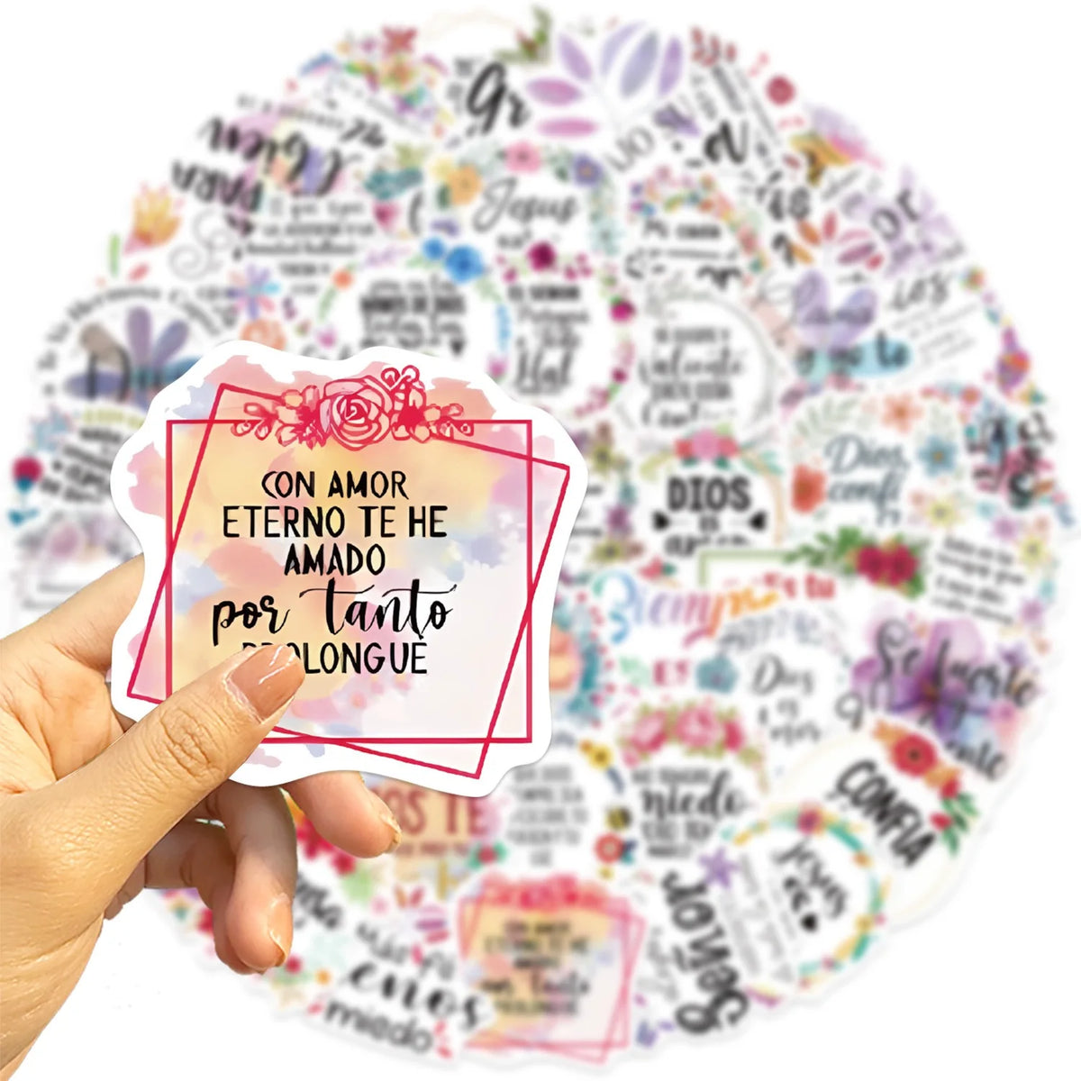 10/50pcs Cute Spanish Bible Motivational Phrase Stickers Aesthetic Scrapbooking Korean Stationery School Supplies Kids Sticker