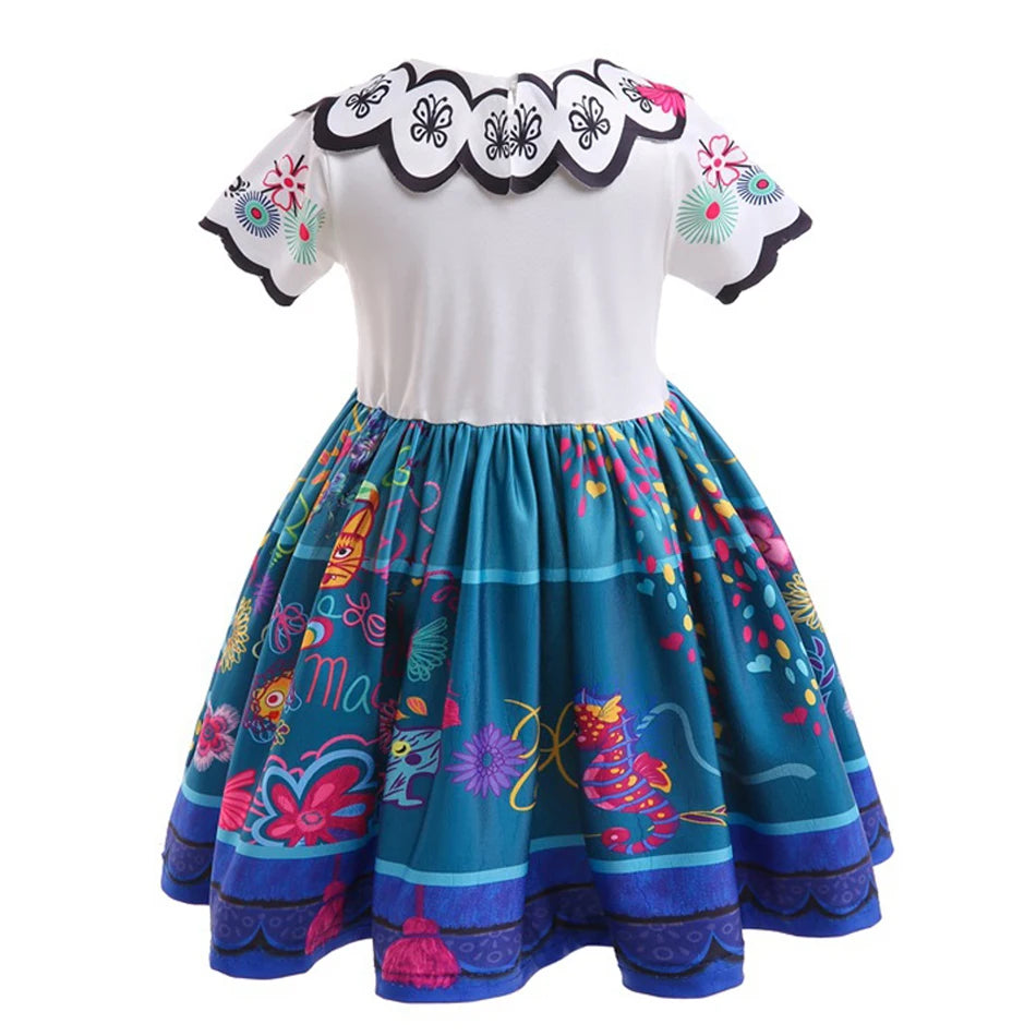 Baby Girls Encanto Mirabel Isabela Madrigal Dress Kids Short Sleeve Clothes Children Dolores Luisa Pepa Princess Cosplay Costume