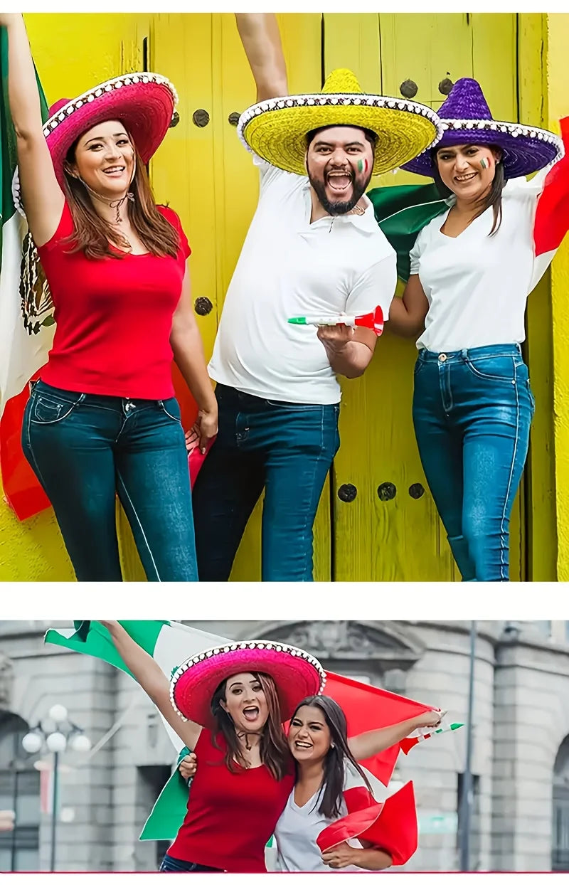 Mexican Sun Hat, Straw Hat with Wide Brim, Suitable for Decoration and Gifts at Festivals, Carnivals, Summer Mexican Parties.