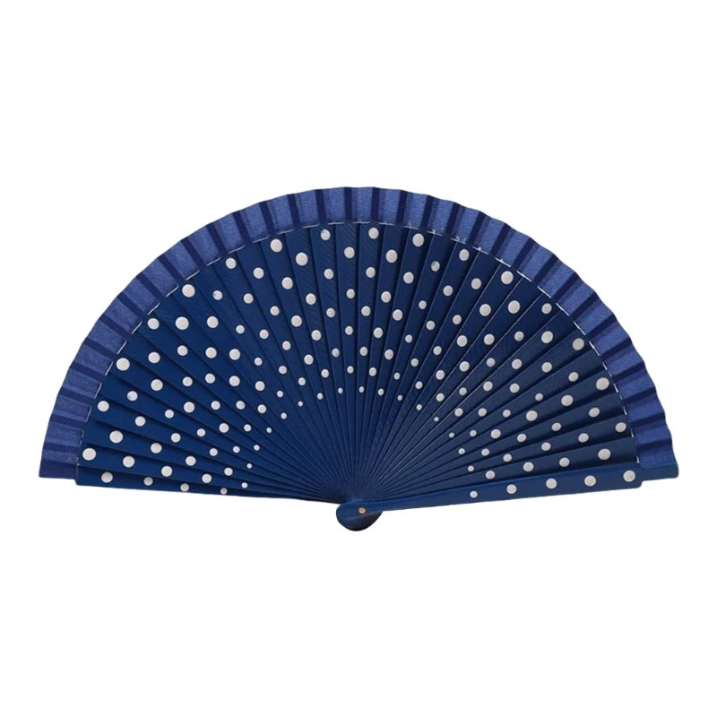 Flamenco Spanish Folding Fan Dots Pattern Modern Classical Vintage Hand Fan