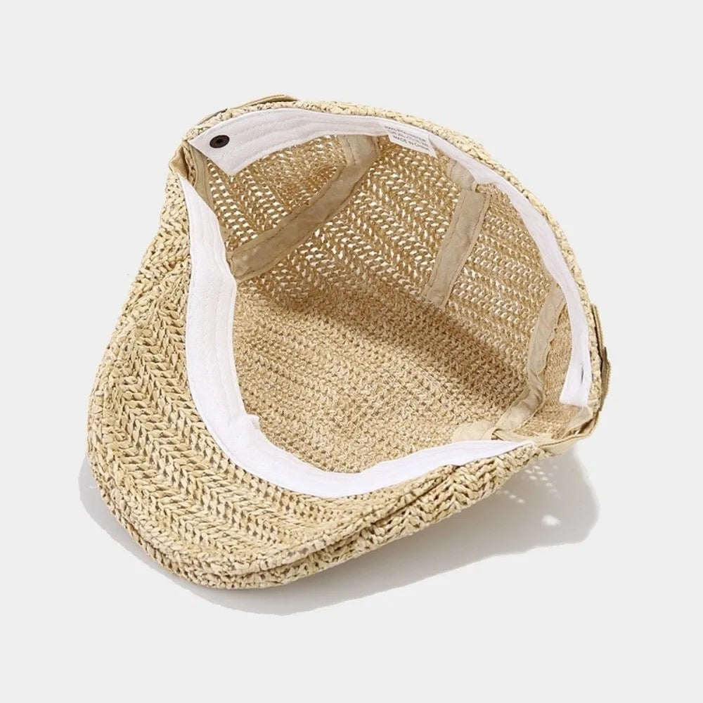 Berets for Men Women Breathable Straw Spring Summer Sun Hat Artist Painter Beret Hat Adjust Flat Cap Unisex Beret Cap