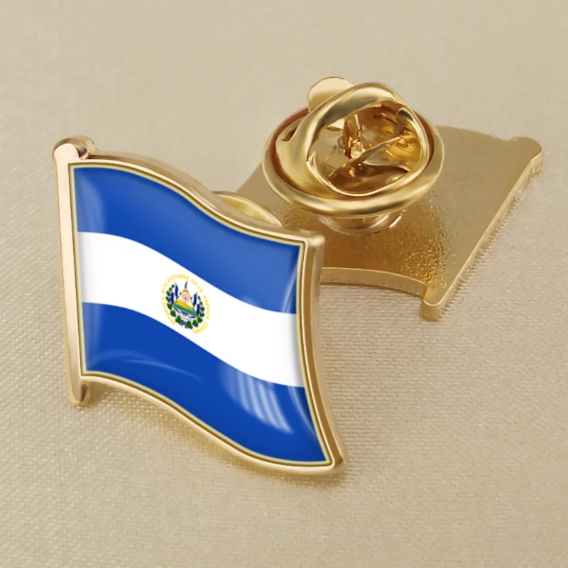 El Salvador Flag National Emblem Brooches Badges Lapel Pins