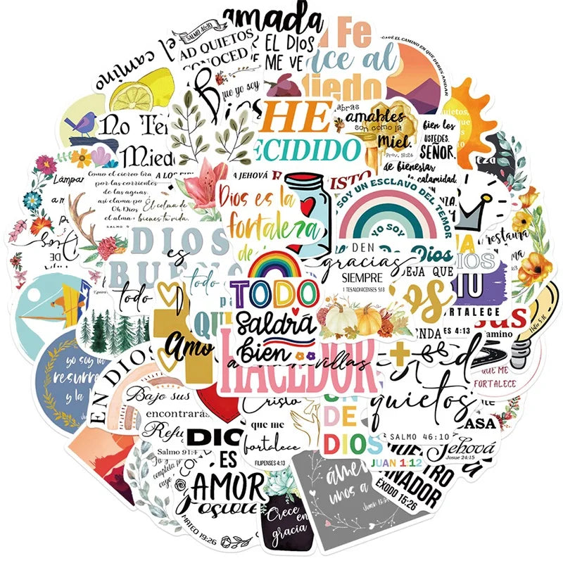 10/30/50PCS Cute Spanish Bible PVC Sticker Aesthetic Decoration Scrapbooking Korean Stationery School Supplies for Kids