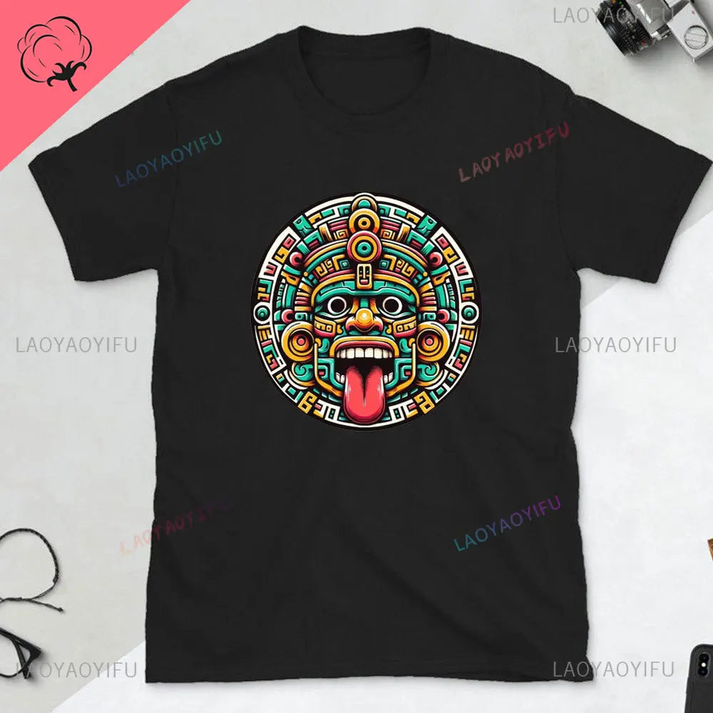 Quetzalcoatl Mexican Tshirt Aztec Art Print Aztec Tee Mexican Shirt Men Mexico Cotton Shirts Mexican Themed Gifts Mexicanas tops