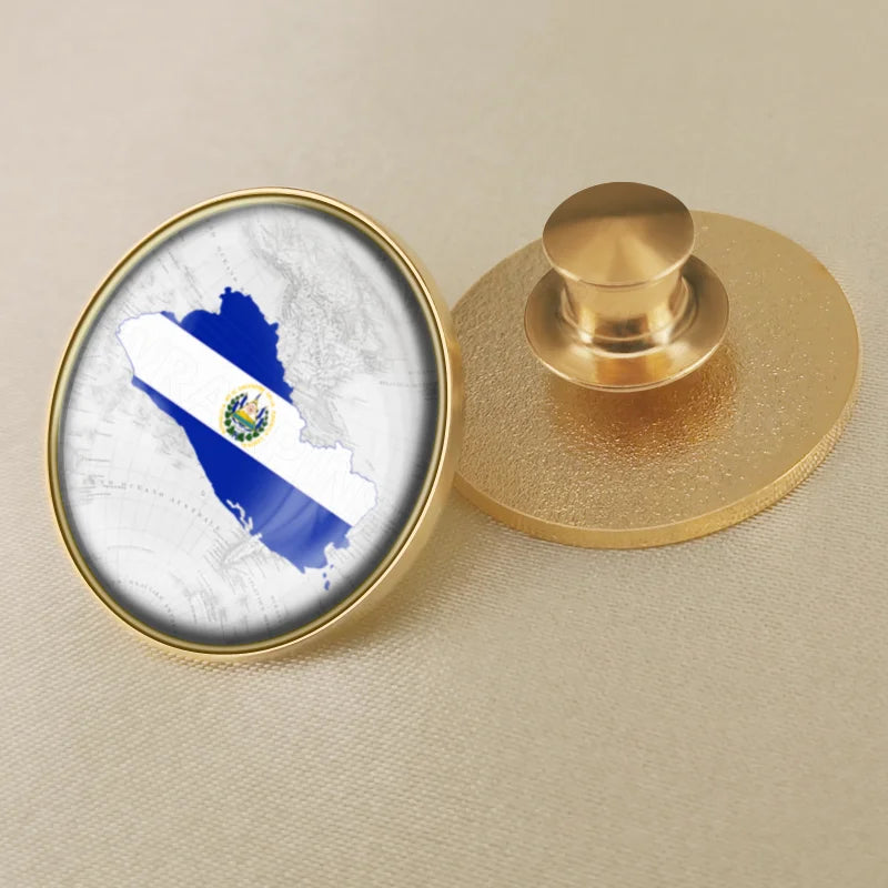 El Salvador Flag National Emblem Brooches Badges Lapel Pins