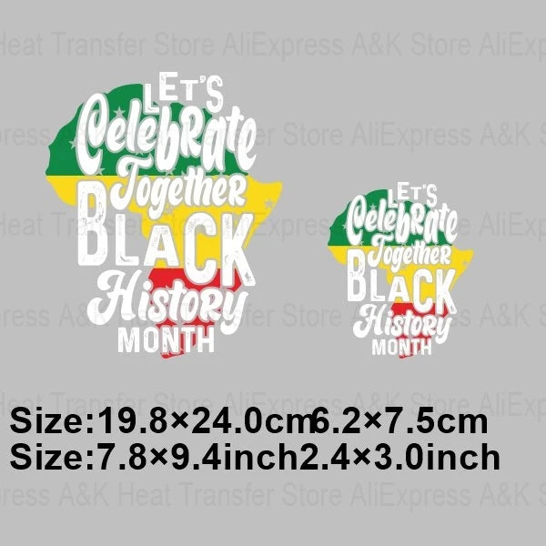 Black History Month Clothes Decals Proude Afro Man Heat Transfers Iron Patches Diy Washable Appliques Heat Press Printing
