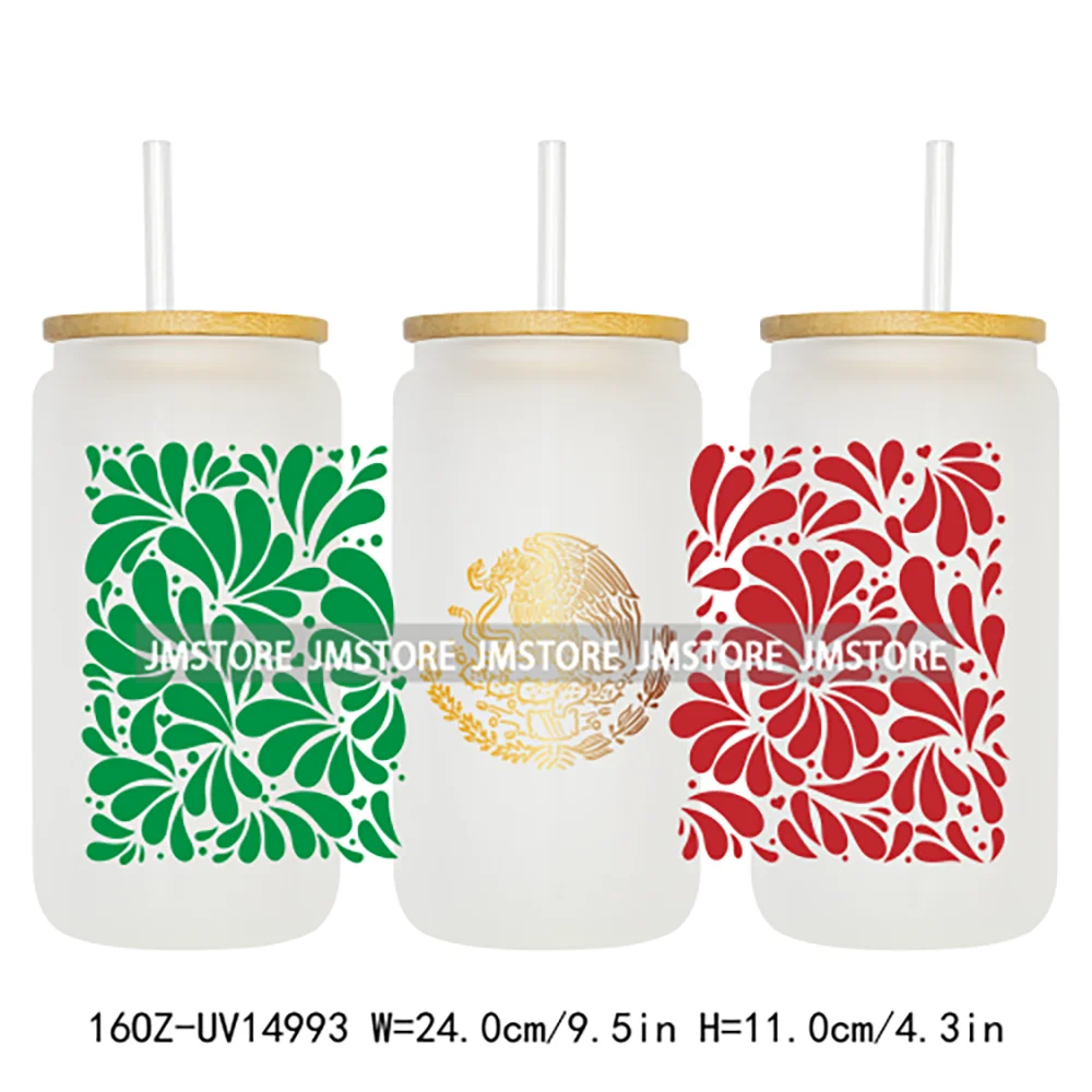 Mexican Talavera Latina Culture 16OZ UV DTF Cup Wraps Ready To Apply Waterproof Transfer Stickers For Libbey Glass Can Tumbler