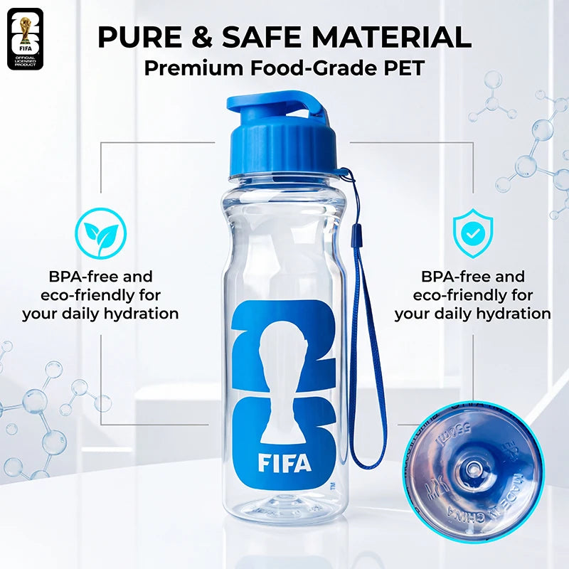 Official FIFA 2026 Authorized Sports Water Bottle, Safe BPA Free Food Grade Plastic Portable Sports Cup, World Cup Peripherals