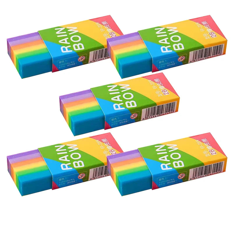 20-Pack Rainbow 2B Pencil Erasers Soft PVC Material Non-Feathered for Writing Drawing - Stationery Office Study Supplies