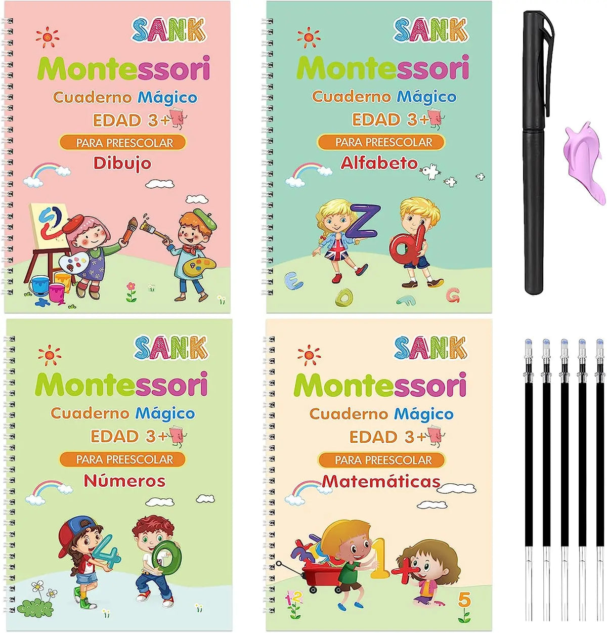 Spanish Magic Books Learning Lettering In Tracing Workbook for Kids Reusable Notebooks for Children Spanish Montessori Writing