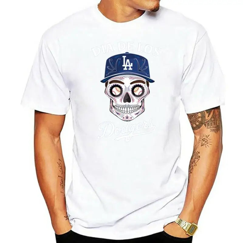 Dia De Los Dodger Halloween Sugar Skull T Shirt Mens Tee Shirt S 5Xl