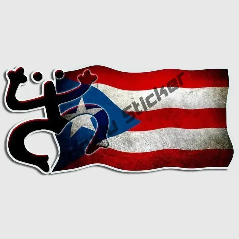 Puerto Rico Flag Frog Bumper Sticker Country Code PR UV Protected Vinyl Waterproof Decal Automotive Accessories Decoration