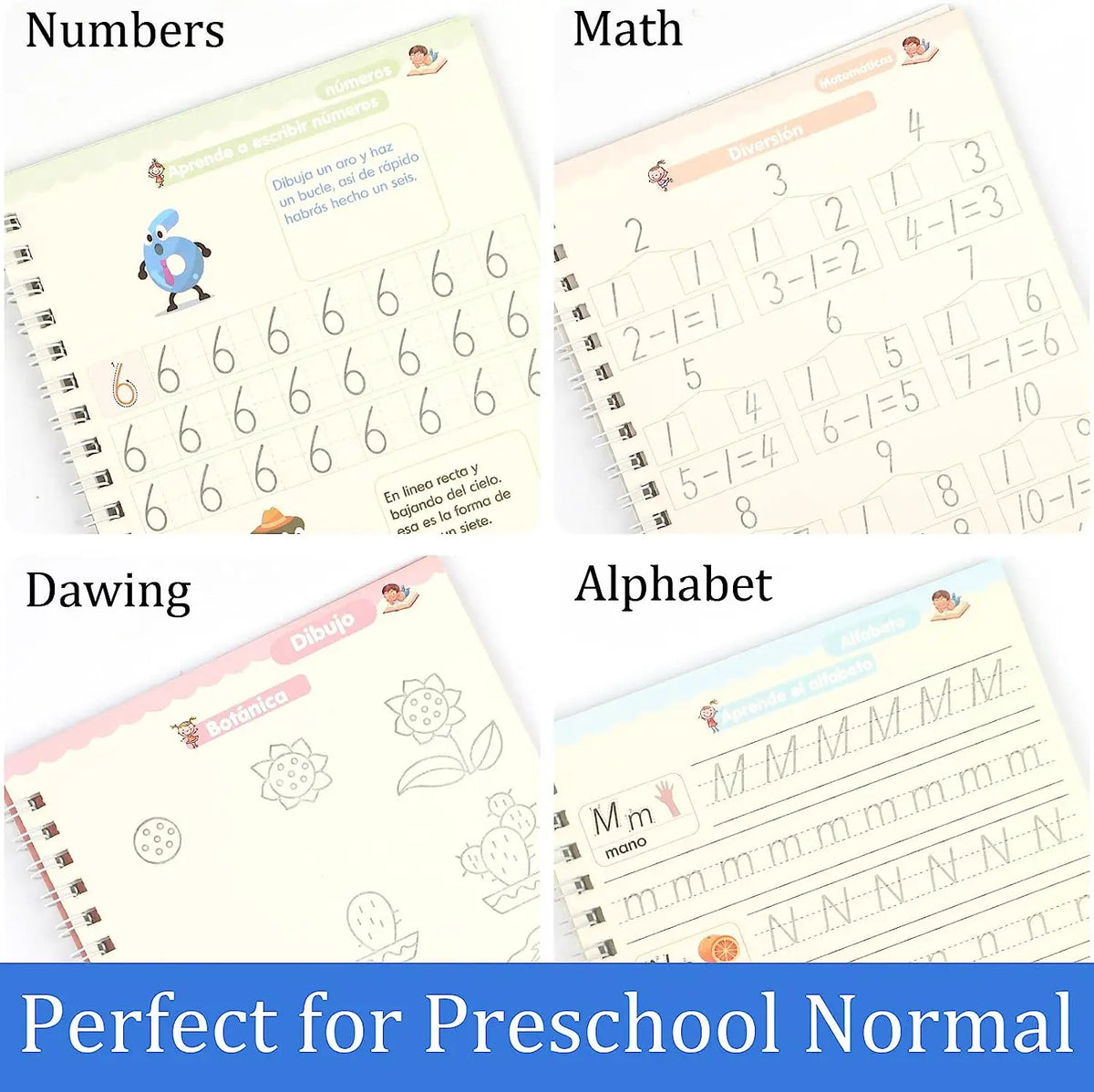Spanish Magic Books Learning Lettering In Tracing Workbook for Kids Reusable Notebooks for Children Spanish Montessori Writing