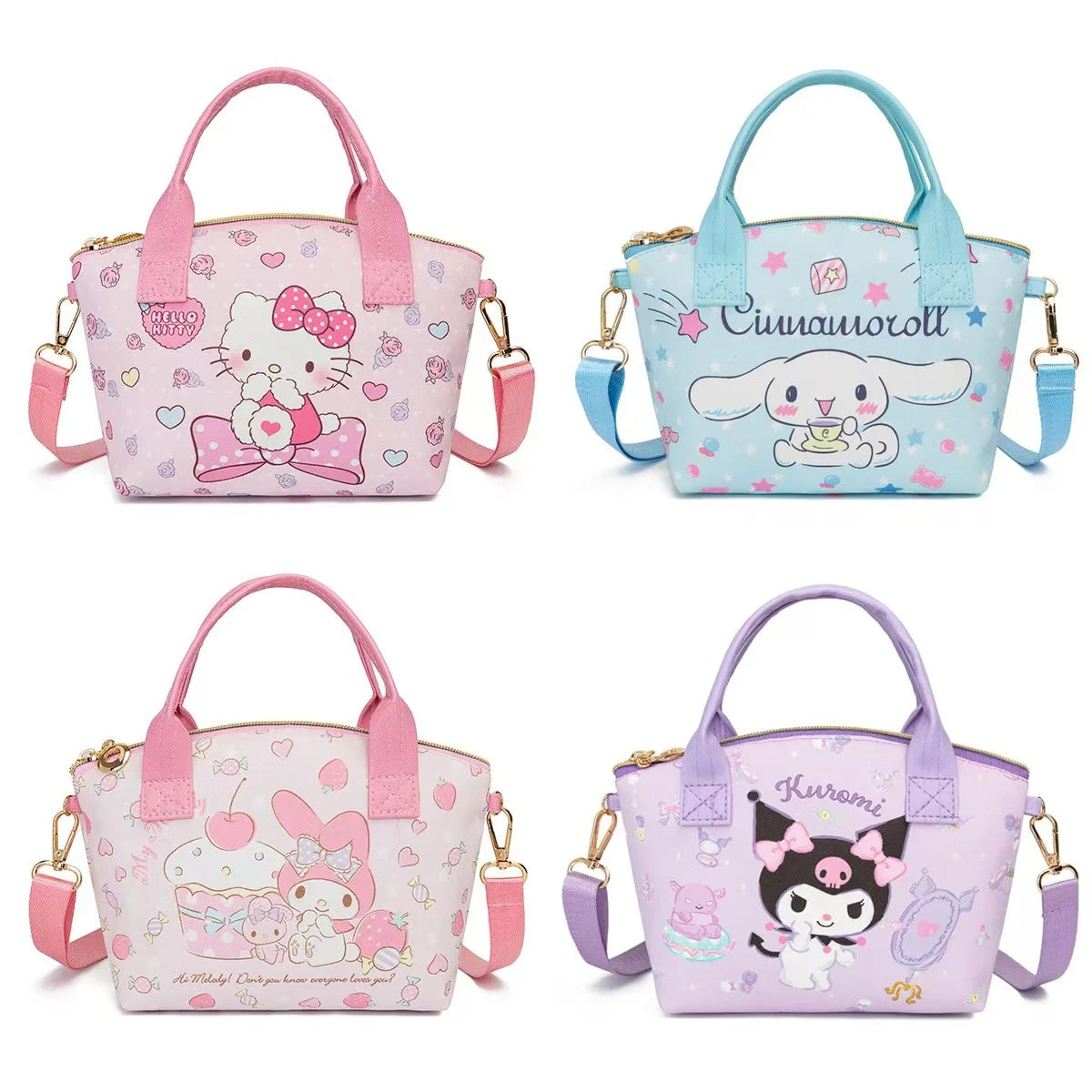 Sweet printed handbag and crossbody bag, commuter small bag, waterproof and durable canvas bag, cute everyday storage bag, can b