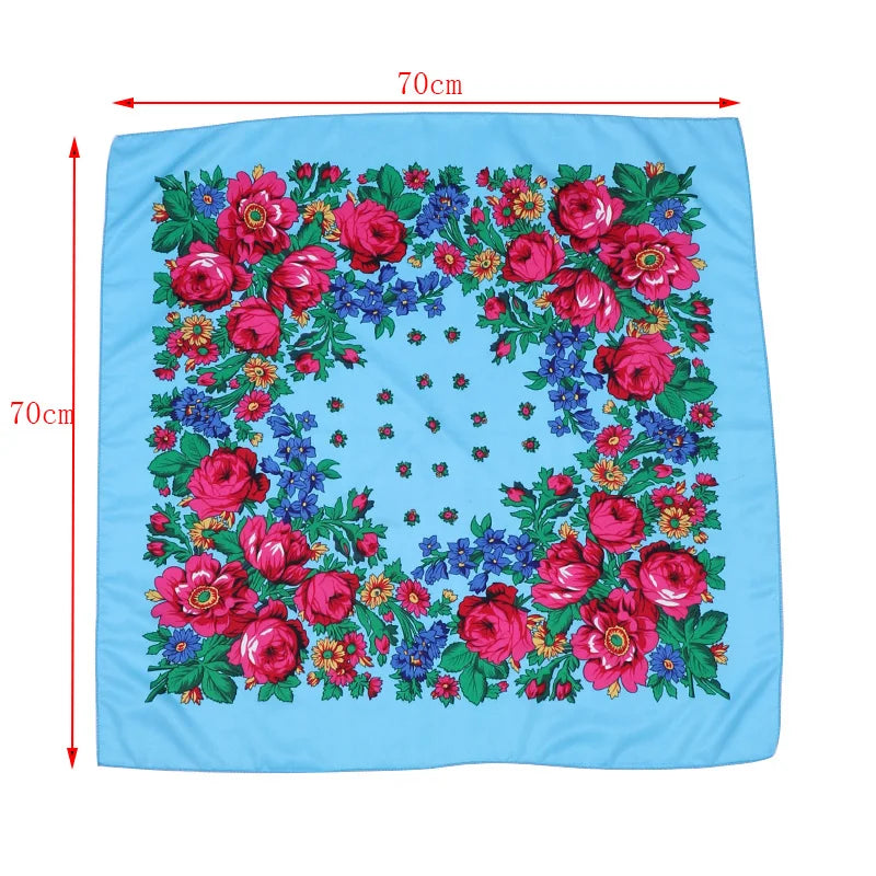 70*70cm Headscarf for Women Square Scarf Cotton Print Bandana Summer Protection Hijab Winter Warm Bandana Babushka