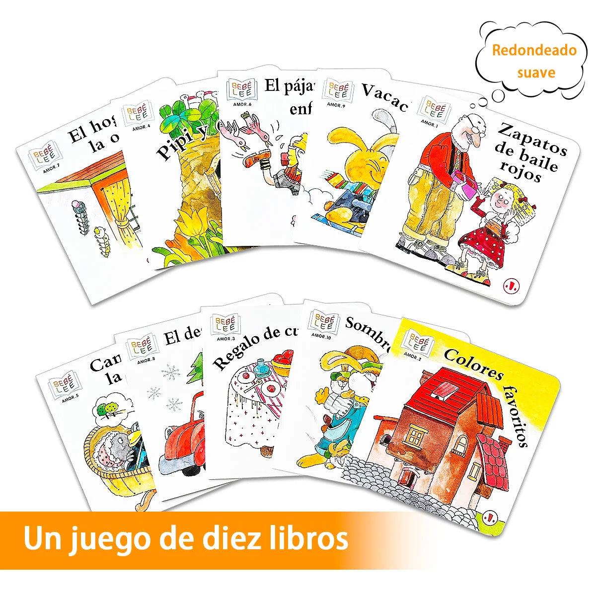 Ten Spanish storybooks: Mini storybooks to expand vocabulary and imagination. School supplies. birthday gift