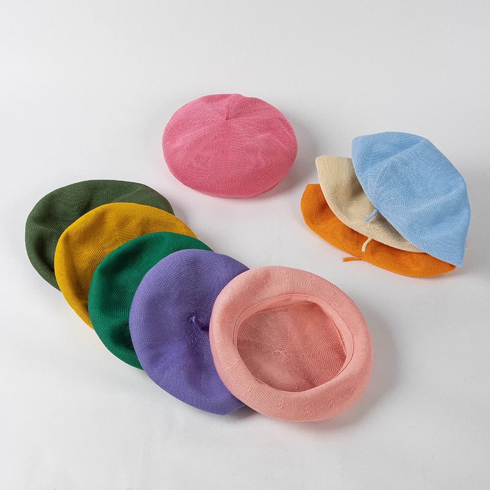 Spring And Summer Fashion Knitted Beret breathable Girls Beret