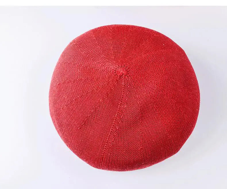 Beret Hat Women Spring Summer Hats For Women Retro Knitted Painter Cap Casual Trendy Design Solid Breathable Thin Cap Female New