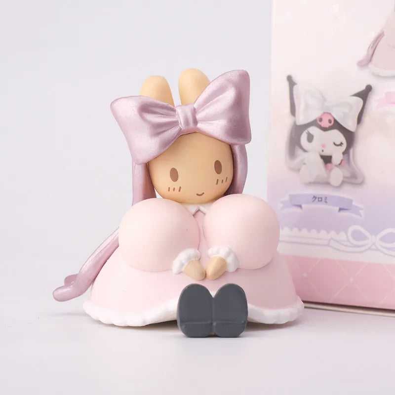 Genuine Sanrio Cinnamoroll My Melody Kuromi Marroncream Kawaii Bow Ballet Series Blind Box Birthday Gift Trendy Toys for Girls