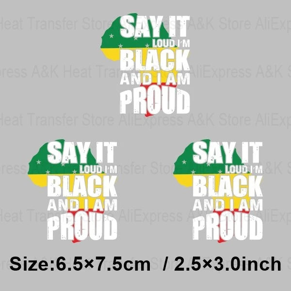 Black History Month Clothes Decals Proude Afro Man Heat Transfers Iron Patches Diy Washable Appliques Heat Press Printing