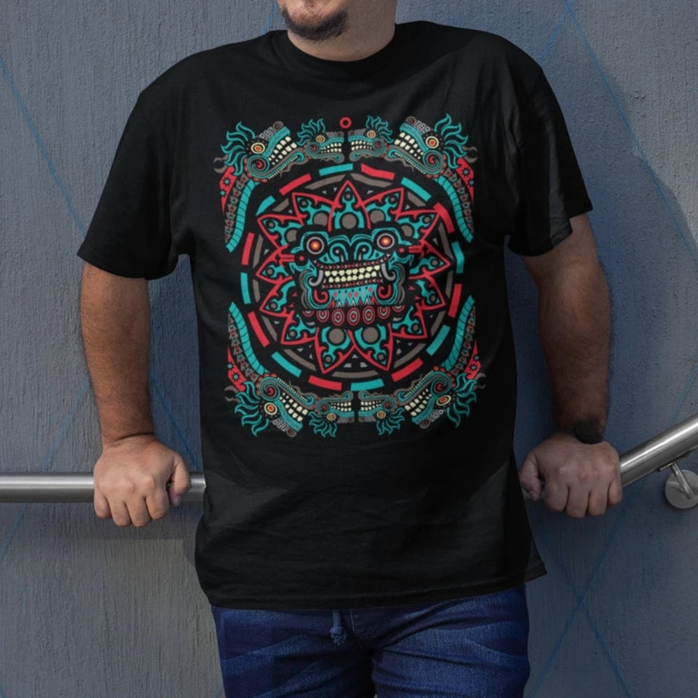 Quetzalcoatl Mexican Tshirt Aztec Art Print Aztec Tee Mexican Shirt Men Mexico Cotton Shirts Mexican Themed Gifts Mexicanas tops
