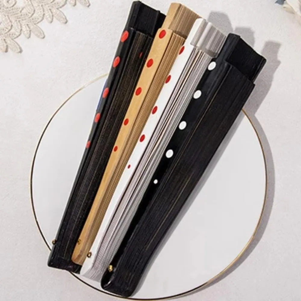 Elegant Accessory Wood Flamenco Fan Handheld Classical Spanish Fan Dots Pattern Decorative Hand Fan Dance Parties