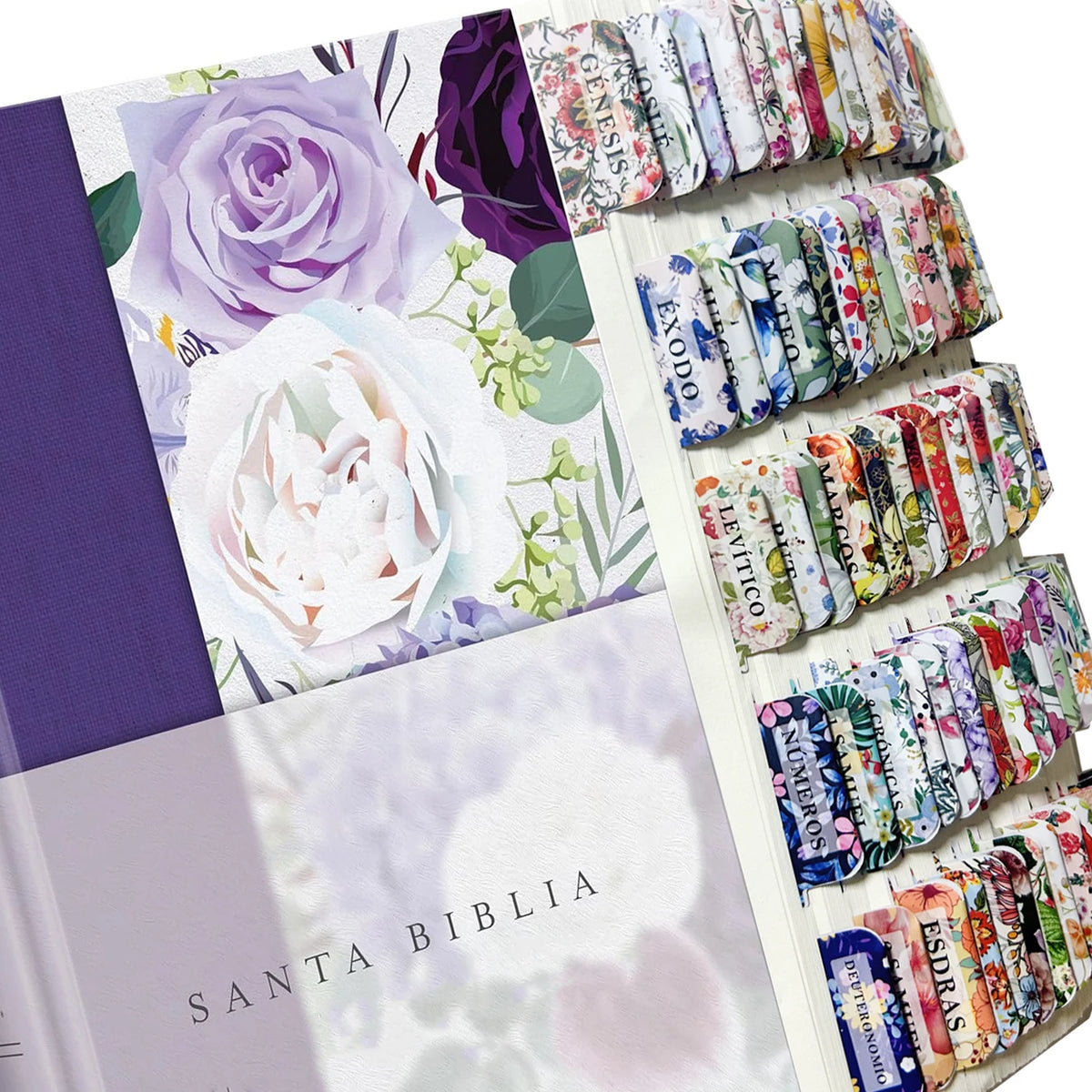 75pcs Spanish Bible Tags, Flower Theme, Spanish Laminated Bible Tags, Bible Tags