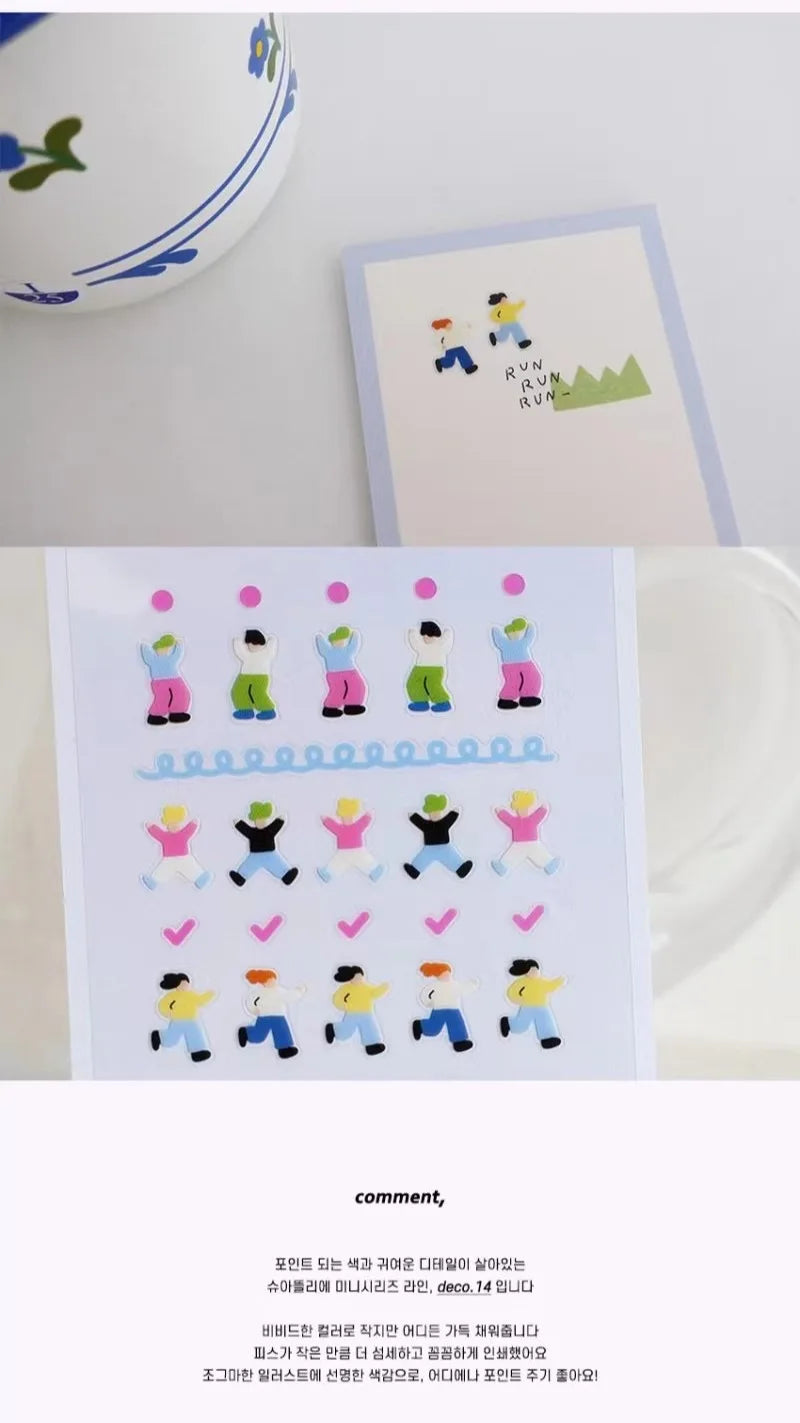 Korean Import Suatelier Mini Sports Skateboard Yoga Running Stickers Scrapbooking Diy Sticker Diary Stationery School Supplies