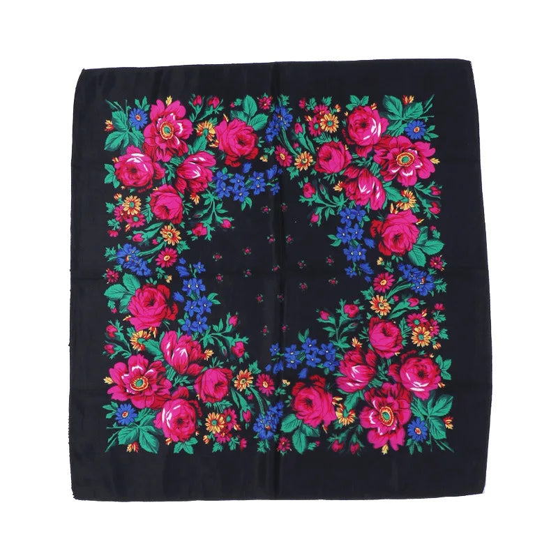 70*70cm Headscarf for Women Square Scarf Cotton Print Bandana Summer Protection Hijab Winter Warm Bandana Babushka