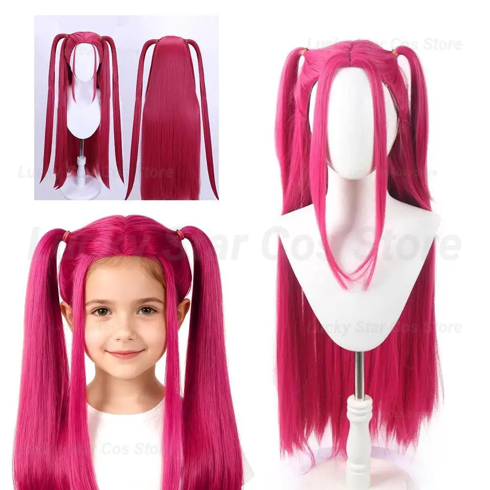Animated Movie K-Pop Hunter Zoey Rumi Mira Cosplay Wig Halloween Female Rose Purple Heat-resistant Synthetic Fiber Wig Prop