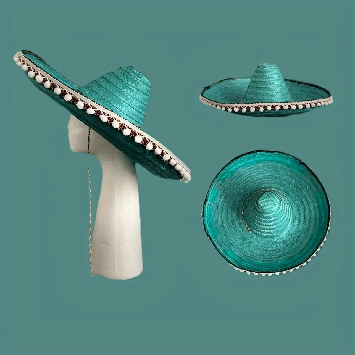 Mexican Sun Hat, Straw Hat with Wide Brim, Suitable for Decoration and Gifts at Festivals, Carnivals, Summer Mexican Parties.